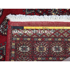 2'1"x6'1" Ajax Red, Princess Bokara With Tribal Medallions, Natural Dyes, 100% Wool, Hand Knotted, Runner, Oriental Rug FWR7746