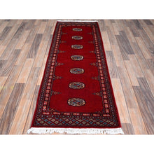 Load image into Gallery viewer, 2&#39;1&quot;x6&#39; Crimson Red, Princess Bokara With Tribal Medallions Design, Vegetable Dyes, Soft Wool, Hand Knotted, Narrow Runner, Oriental Rug FWR7758