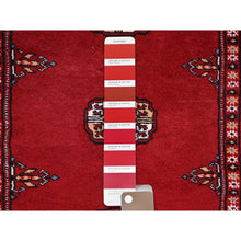 Load image into Gallery viewer, 2&#39;1&quot;x6&#39; Crimson Red, Princess Bokara With Tribal Medallions Design, Vegetable Dyes, Soft Wool, Hand Knotted, Narrow Runner, Oriental Rug FWR7758