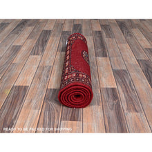 Load image into Gallery viewer, 2&#39;1&quot;x6&#39; Crimson Red, Princess Bokara With Tribal Medallions Design, Vegetable Dyes, Soft Wool, Hand Knotted, Narrow Runner, Oriental Rug FWR7758