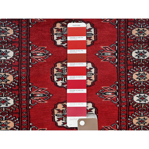 2'2"x5'10" Imperial Red, Princess Bokara With Tribal Medallions, Natural Dyes, Soft Wool, Hand Knotted, Short & Narrow Runner, Oriental Rug FWR7764