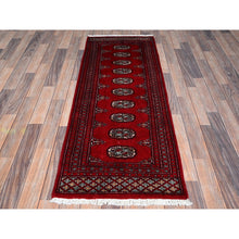 Load image into Gallery viewer, 2&#39;2&quot;x5&#39;8&quot; Arsenal Red, Princess Bokara With Geometric Medallions, Hand Knotted, Vegetable Dyes, Soft And Vibrant Wool, Short &amp; Narrow Runner, Oriental Rug FWR7776