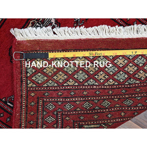 2'2"x5'8" Arsenal Red, Princess Bokara With Geometric Medallions, Hand Knotted, Vegetable Dyes, Soft And Vibrant Wool, Short & Narrow Runner, Oriental Rug FWR7776