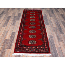 Load image into Gallery viewer, 2&#39;2&quot;x6&#39; Crimson Red, Princess Bokara With Tribal Medallions, Natural Dyes, Soft Wool, Hand Knotted, Narrow Runner, Oriental Rug FWR7782