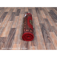 Load image into Gallery viewer, 2&#39;2&quot;x6&#39; Crimson Red, Princess Bokara With Tribal Medallions, Natural Dyes, Soft Wool, Hand Knotted, Narrow Runner, Oriental Rug FWR7782