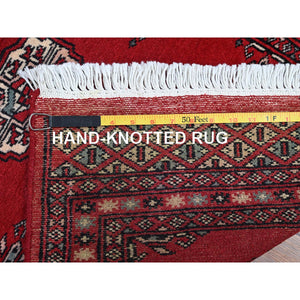 2'2"x6' Crimson Red, Princess Bokara With Tribal Medallions, Natural Dyes, Soft Wool, Hand Knotted, Narrow Runner, Oriental Rug FWR7782