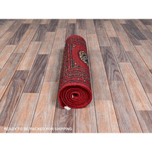 Load image into Gallery viewer, 2&#39;x6&#39;2&quot; Lychee Red, Princess Bokara With Tribal Medallions, Vegetable Dyes, Soft Wool, Hand Knotted, Narrow Runner, Oriental Rug FWR7788