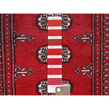 Load image into Gallery viewer, 2&#39;x5&#39;6&quot; Arsenal Red, Princess Bokara With Geometric Medallions, Vegetable Dyes, Soft Wool, Hand Knotted, Short &amp; Narrow Runner, Oriental Rug FWR7794