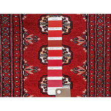 Load image into Gallery viewer, 2&#39;1&quot;x6&#39; Crimson Red, Princess Bokara with Tribal Medallions, Natural Dyes, Hand Knotted, Soft Wool, Short &amp; Narrow Runner, Oriental Rug FWR7800