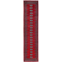 Load image into Gallery viewer, 2&#39;7&quot;x11&#39;10&quot; Scarlet Red, Princess Bokara with Tribal Medallions, Vegetable Dyes, Soft and Velvety Wool, Hand Knotted, Runner, Oriental Rug FWR7806