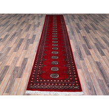 Load image into Gallery viewer, 2&#39;7&quot;x11&#39;10&quot; Scarlet Red, Princess Bokara with Tribal Medallions, Vegetable Dyes, Soft and Velvety Wool, Hand Knotted, Runner, Oriental Rug FWR7806