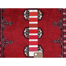 Load image into Gallery viewer, 2&#39;7&quot;x11&#39;10&quot; Scarlet Red, Princess Bokara with Tribal Medallions, Vegetable Dyes, Soft and Velvety Wool, Hand Knotted, Runner, Oriental Rug FWR7806