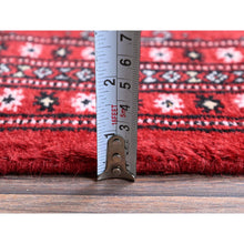 Load image into Gallery viewer, 2&#39;7&quot;x11&#39;10&quot; Scarlet Red, Princess Bokara with Tribal Medallions, Vegetable Dyes, Soft and Velvety Wool, Hand Knotted, Runner, Oriental Rug FWR7806