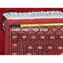 Load image into Gallery viewer, 2&#39;7&quot;x11&#39;10&quot; Scarlet Red, Princess Bokara with Tribal Medallions, Vegetable Dyes, Soft and Velvety Wool, Hand Knotted, Runner, Oriental Rug FWR7806