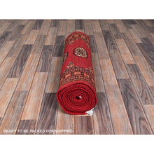 Load image into Gallery viewer, 2&#39;6&quot;x12&#39;5&quot; Ajax Red, Princess Bokara With Tribal Medallions, Vegetable Dyes, Soft And Shiny Wool, Hand Knotted, Runner, Oriental Rug FWR7812