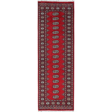 Load image into Gallery viewer, 2&#39;6&quot;x8&#39; Berry Red, Soft and Shiny Wool, Princess Bokara with Tribal Medallions, Vegetable Dyes, Hand Knotted, Runner, Oriental Rug FWR7824