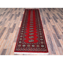 Load image into Gallery viewer, 2&#39;6&quot;x8&#39; Berry Red, Soft and Shiny Wool, Princess Bokara with Tribal Medallions, Vegetable Dyes, Hand Knotted, Runner, Oriental Rug FWR7824