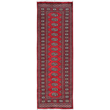 Load image into Gallery viewer, 2&#39;6&quot;x8&#39; Crimson Red, Princess Bokara with Geometric Medallions, Vegetable Dyes, Soft Wool, Hand Knotted, Runner, Oriental Rug FWR7830