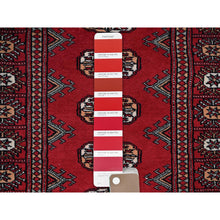 Load image into Gallery viewer, 2&#39;6&quot;x8&#39; Crimson Red, Princess Bokara with Geometric Medallions, Vegetable Dyes, Soft Wool, Hand Knotted, Runner, Oriental Rug FWR7830