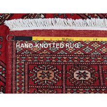 Load image into Gallery viewer, 2&#39;6&quot;x8&#39; Crimson Red, Princess Bokara with Geometric Medallions, Vegetable Dyes, Soft Wool, Hand Knotted, Runner, Oriental Rug FWR7830