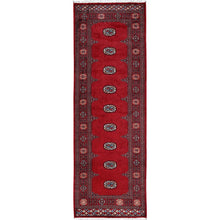 Load image into Gallery viewer, 2&#39;7&quot;x7&#39;10&quot; Scarlet Red, Princess Bokara with Tribal Medallions, Vegetable Dyes, Soft and Velvety Wool, Hand Knotted, Runner, Oriental Rug FWR7836