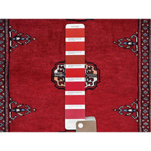 Load image into Gallery viewer, 2&#39;7&quot;x7&#39;10&quot; Scarlet Red, Princess Bokara with Tribal Medallions, Vegetable Dyes, Soft and Velvety Wool, Hand Knotted, Runner, Oriental Rug FWR7836