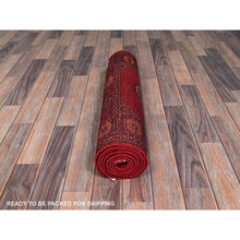Load image into Gallery viewer, 2&#39;7&quot;x7&#39;10&quot; Scarlet Red, Princess Bokara with Tribal Medallions, Vegetable Dyes, Soft and Velvety Wool, Hand Knotted, Runner, Oriental Rug FWR7836