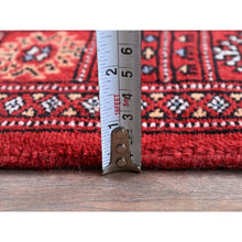 Load image into Gallery viewer, 2&#39;7&quot;x7&#39;10&quot; Scarlet Red, Princess Bokara with Tribal Medallions, Vegetable Dyes, Soft and Velvety Wool, Hand Knotted, Runner, Oriental Rug FWR7836