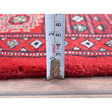 Load image into Gallery viewer, 4&#39;1&quot;x6&#39;3&quot; Berry Red, Princess Bokara With Tribal Medallions, Vegetable Dyes, Soft And Shiny Wool, Hand Knotted, Oriental Rug FWR7842
