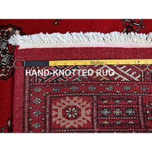 Load image into Gallery viewer, 4&#39;2&quot;x6&#39; Scarlet Red, Princess Bokara With Geometric Medallions, Vegetable Dyes, Soft And Vibrant Wool, Hand Knotted, Oriental Rug FWR7854