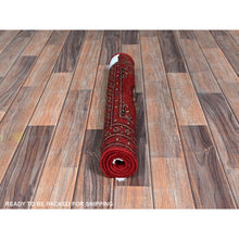 Load image into Gallery viewer, 2&#39;x3&#39; Scarlet Red, Princess Bokara With Geometric Medallions, Vegetable Dyes, Soft And Velvety Wool, Hand Knotted, Mat, Sample, Oriental Rug FWR7878