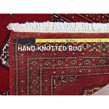 Load image into Gallery viewer, 2&#39;x3&#39; Scarlet Red, Princess Bokara With Geometric Medallions, Vegetable Dyes, Soft And Velvety Wool, Hand Knotted, Mat, Sample, Oriental Rug FWR7878