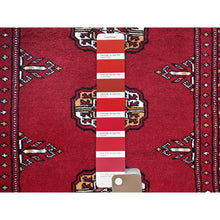 Load image into Gallery viewer, 2&#39;1&quot;x3&#39;1&quot; Scarlet Red, Princess Bokara With Tribal Medallions, Vegetable Dyes, Soft And Velvety Wool, Hand Knotted, Mat, Sample, Oriental Rug FWR7890