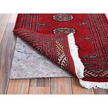 Load image into Gallery viewer, 2&#39;1&quot;x3&#39; Crimson Red, Princess Bokara With Geometric Medallions, Vegetable Dyes, Soft And Shiny Wool, Hand Knotted, Sample, Mat, Oriental Rug FWR7908