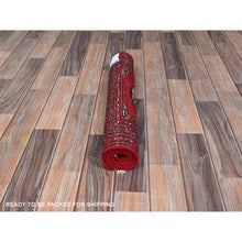 Load image into Gallery viewer, 2&#39;1&quot;x3&#39; Crimson Red, Princess Bokara With Geometric Medallions, Vegetable Dyes, Soft And Shiny Wool, Hand Knotted, Sample, Mat, Oriental Rug FWR7908