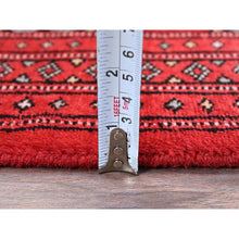 Load image into Gallery viewer, 2&#39;1&quot;x3&#39; Crimson Red, Princess Bokara With Geometric Medallions, Vegetable Dyes, Soft And Shiny Wool, Hand Knotted, Sample, Mat, Oriental Rug FWR7908