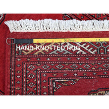 Load image into Gallery viewer, 2&#39;1&quot;x3&#39; Crimson Red, Princess Bokara With Geometric Medallions, Vegetable Dyes, Soft And Shiny Wool, Hand Knotted, Sample, Mat, Oriental Rug FWR7908