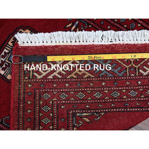 2'x3'2" Carmine Red, Antiqued Fine Heriz Re-Creation, Hand Spun New Zealand Wool, Hand Knotted, Denser Weave, Natural Dyes, Mat, Oriental Rug FWR544530