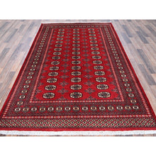 Load image into Gallery viewer, 5&#39;1&quot;x8&#39;1&quot; Chili Red, Princess Bokara With Geometric Medallions, Vegetable Dyes, Soft And Shiny Wool, Hand Knotted, Mat, Sample, Oriental Rug FWR7932