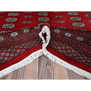 6'4"x8'10" Crimson Red, Hand Knotted, Princess Bokara With Tribal Medallions, Vegetable Dyes, Soft And Velvety Wool, Oriental Rug FWR7938