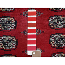 Load image into Gallery viewer, 6&#39;4&quot;x8&#39;10&quot; Crimson Red, Hand Knotted, Princess Bokara With Tribal Medallions, Vegetable Dyes, Soft And Velvety Wool, Oriental Rug FWR7938