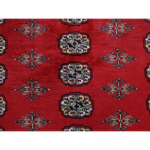 Load image into Gallery viewer, 6&#39;4&quot;x8&#39;10&quot; Crimson Red, Hand Knotted, Princess Bokara With Tribal Medallions, Vegetable Dyes, Soft And Velvety Wool, Oriental Rug FWR7938