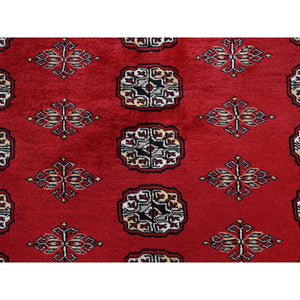 6'4"x8'10" Crimson Red, Hand Knotted, Princess Bokara With Tribal Medallions, Vegetable Dyes, Soft And Velvety Wool, Oriental Rug FWR7938