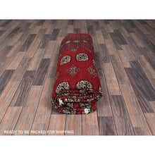 Load image into Gallery viewer, 6&#39;4&quot;x8&#39;10&quot; Crimson Red, Hand Knotted, Princess Bokara With Tribal Medallions, Vegetable Dyes, Soft And Velvety Wool, Oriental Rug FWR7938
