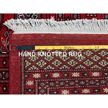 Load image into Gallery viewer, 9&#39;x11&#39;9&quot; Ruby Red, Princess Bokara With Tribal Medallions Design, Vegetable Dyes, Hand Knotted, Soft And Velvety Wool, Oriental Rug FWR7950