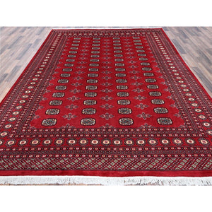 8'1"x10' Chili Red, Princess Bokara with Tribal Medallions, Vegetable Dyes, Hand Knotted, Soft and Velvety Wool, Oriental Rug FWR7974