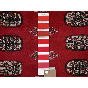 8'1"x10' Chili Red, Princess Bokara with Tribal Medallions, Vegetable Dyes, Hand Knotted, Soft and Velvety Wool, Oriental Rug FWR7974