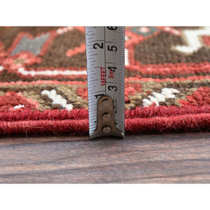 8'1"x10'8" Blush Red, Vintage Persian Heriz With Geometric Medallion Design, 100% Wool, Hand Knotted, Even Wear, Cropped Thin, Good Condition, Sides And Ends Professionally Secured, Oriental Rug FWR7980