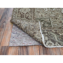 Load image into Gallery viewer, 7&#39;1&quot;x9&#39;8&quot; Beige, Vintage And Worn, Persian Heriz With Geometric Medallion Design, Shaved Down, Sides And Ends Professionally Secured, Clean, Hand Knotted, 100% Wool, Oriental Rug FWR7986