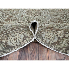 Load image into Gallery viewer, 7&#39;1&quot;x9&#39;8&quot; Beige, Vintage And Worn, Persian Heriz With Geometric Medallion Design, Shaved Down, Sides And Ends Professionally Secured, Clean, Hand Knotted, 100% Wool, Oriental Rug FWR7986
